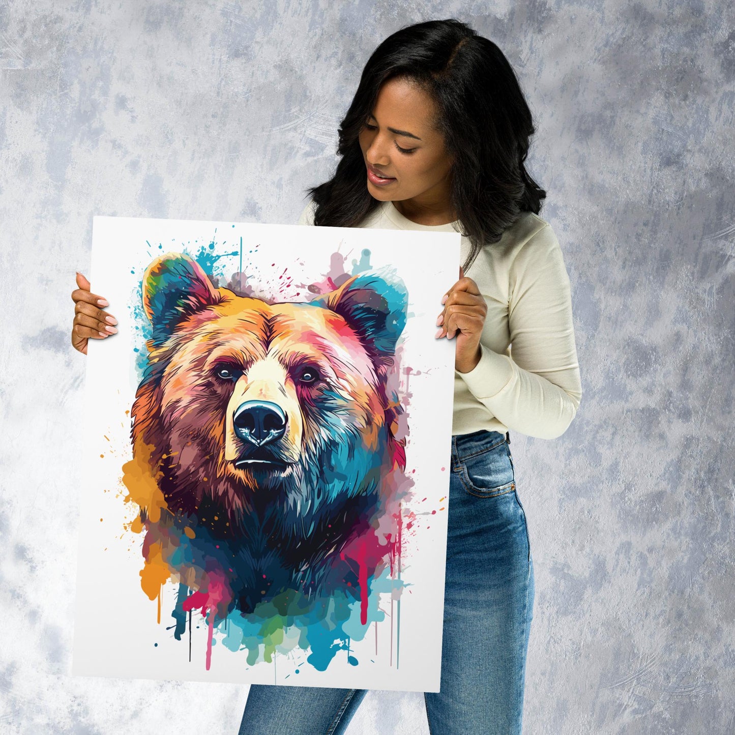 Rainbow Paint Bear Metal Poster