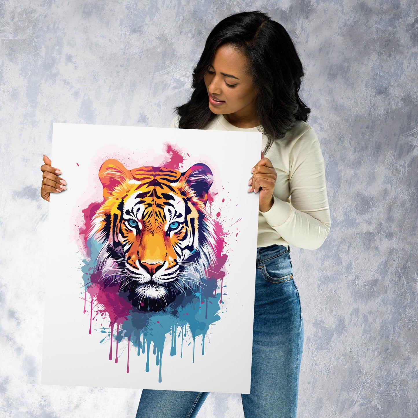 Rainbow Paint Tiger Metal Poster