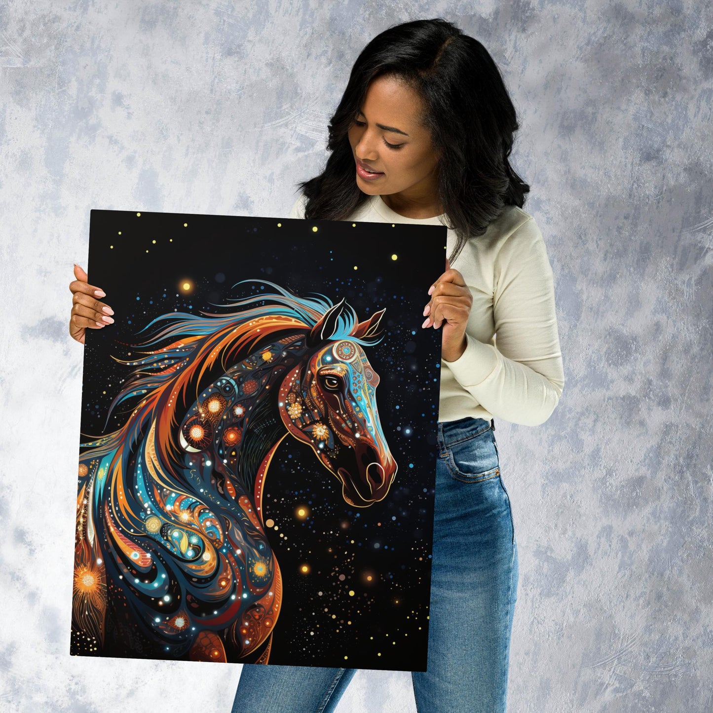 Dot Art Horse Metal Poster