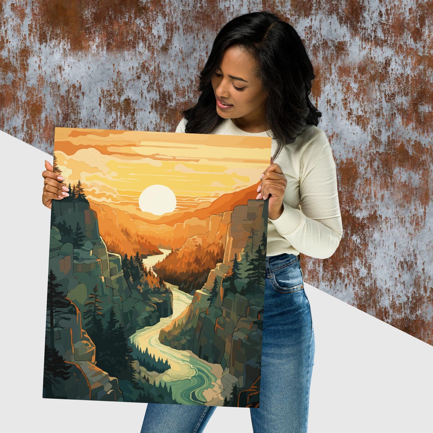 Canyon River Sunset Metal Poster