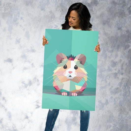 Green and Pink Hamster Metal Poster