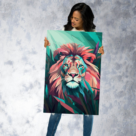 Green and Pink Lion Metal Poster