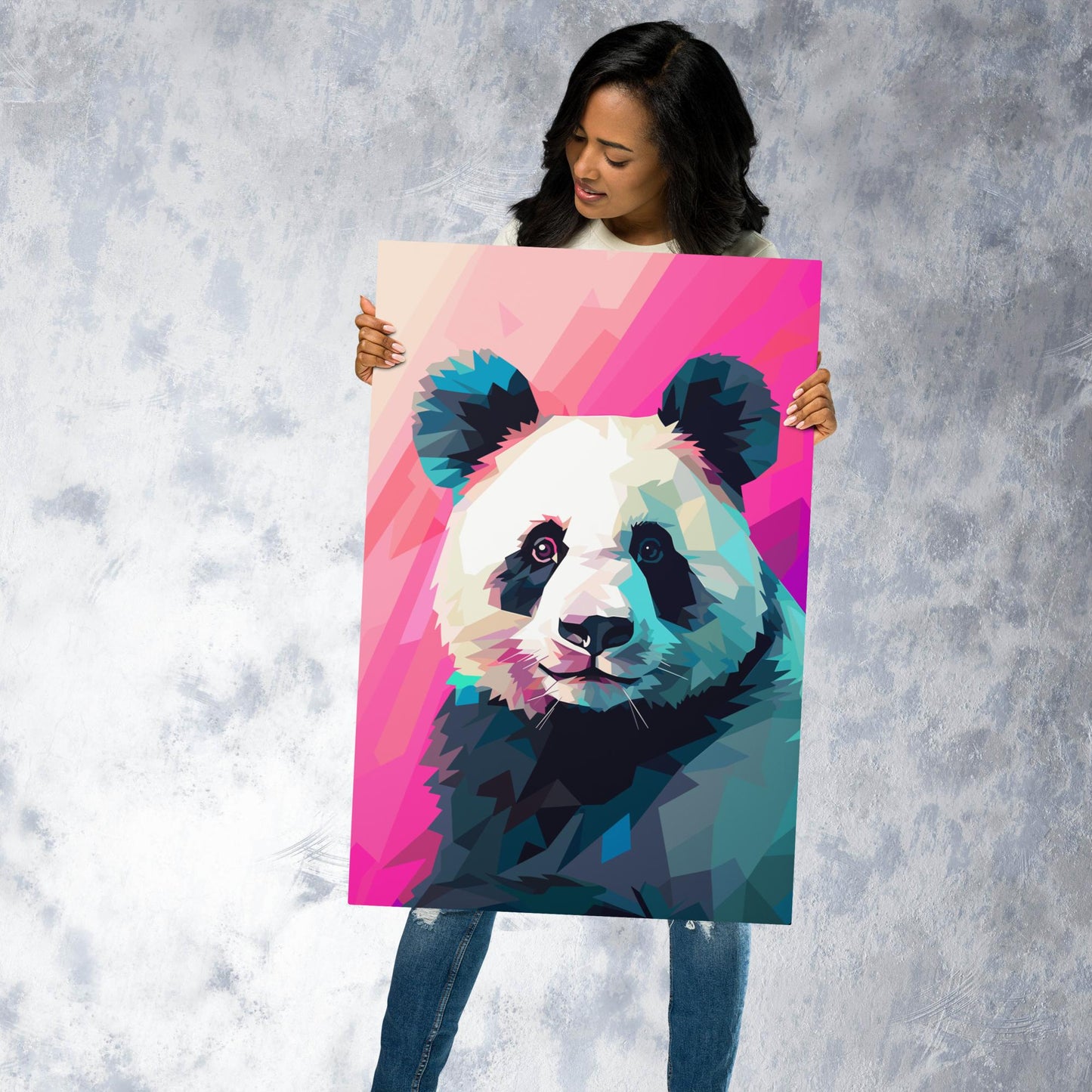 Green and Pink Panda Metal Poster