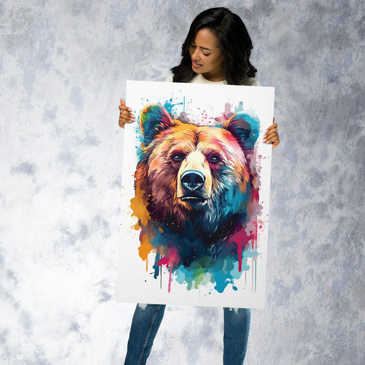 Rainbow Paint Bear Metal Poster