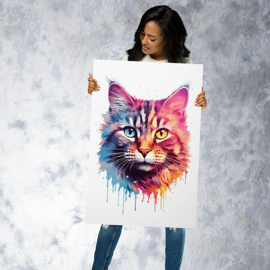 Rainbow Paint Cat Metal Poster