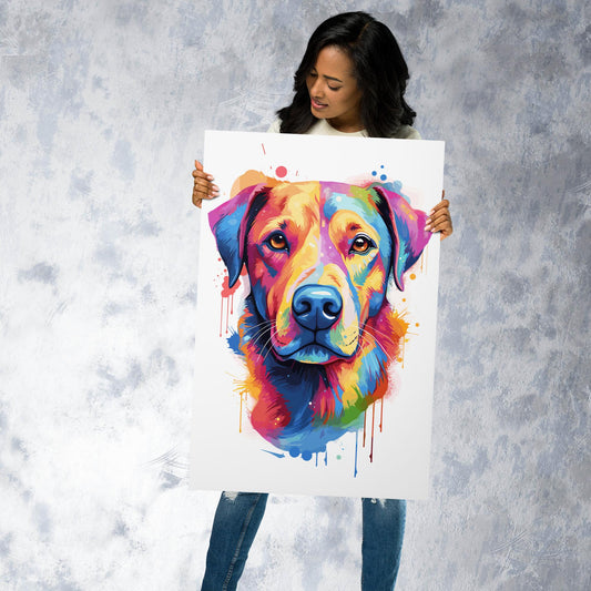 Rainbow Paint Dog Metal Poster