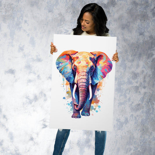 Rainbow Paint Elephant Metal Poster