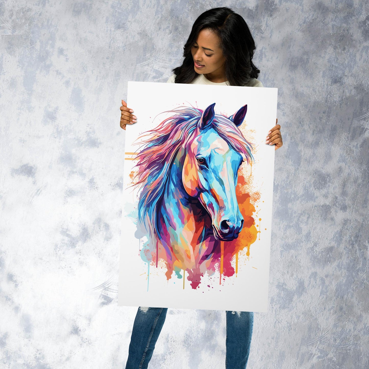 Rainbow Paint Horse Metal Poster