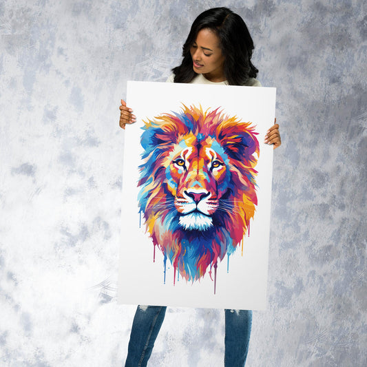 Rainbow Paint Lion Metal Poster