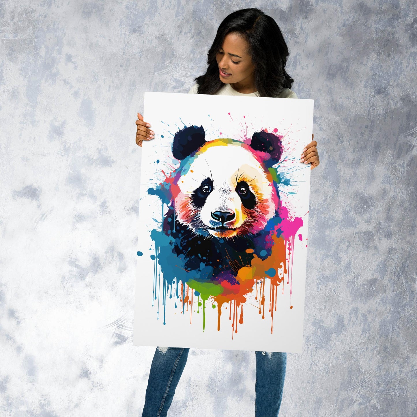 Rainbow Paint Panda Metal Poster