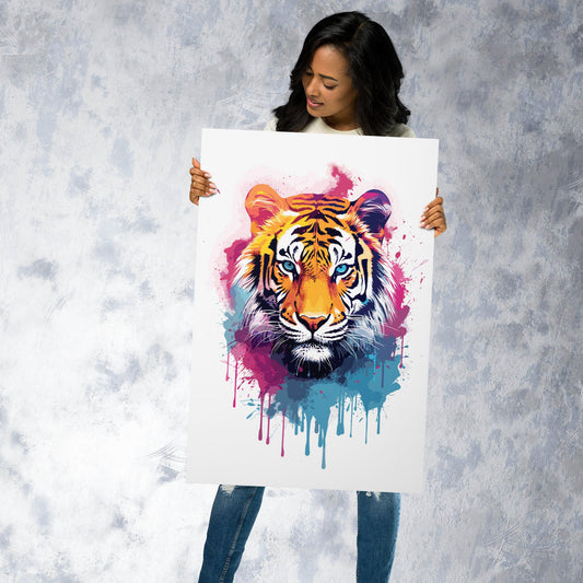 Rainbow Paint Tiger Metal Poster