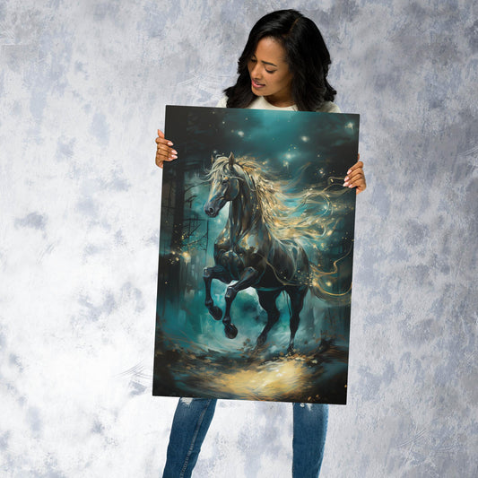 Dark Turquoise Horse Metal Poster