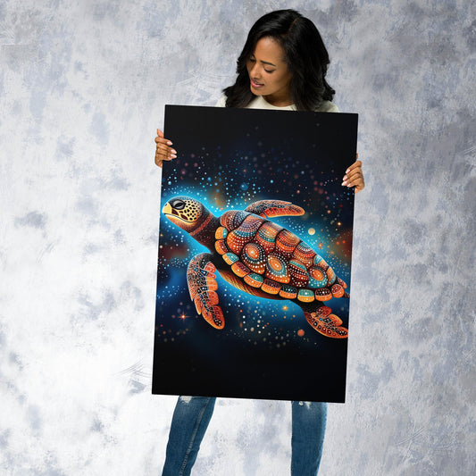 Dot Art Turtle Metal Poster