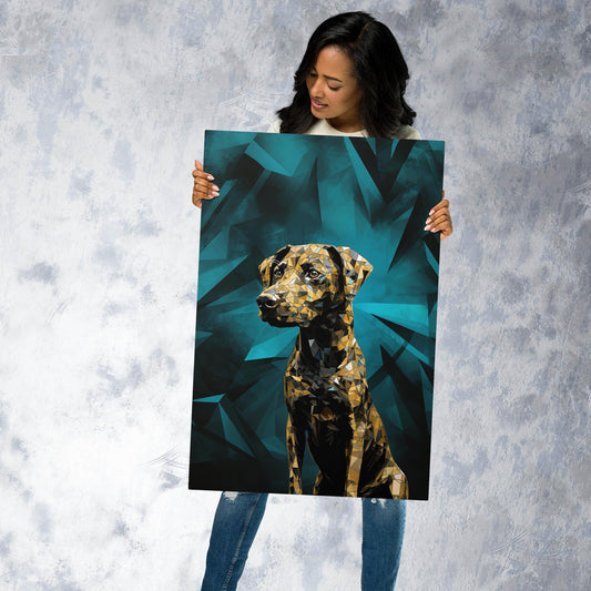 Blue Gold Dog Metal Poster