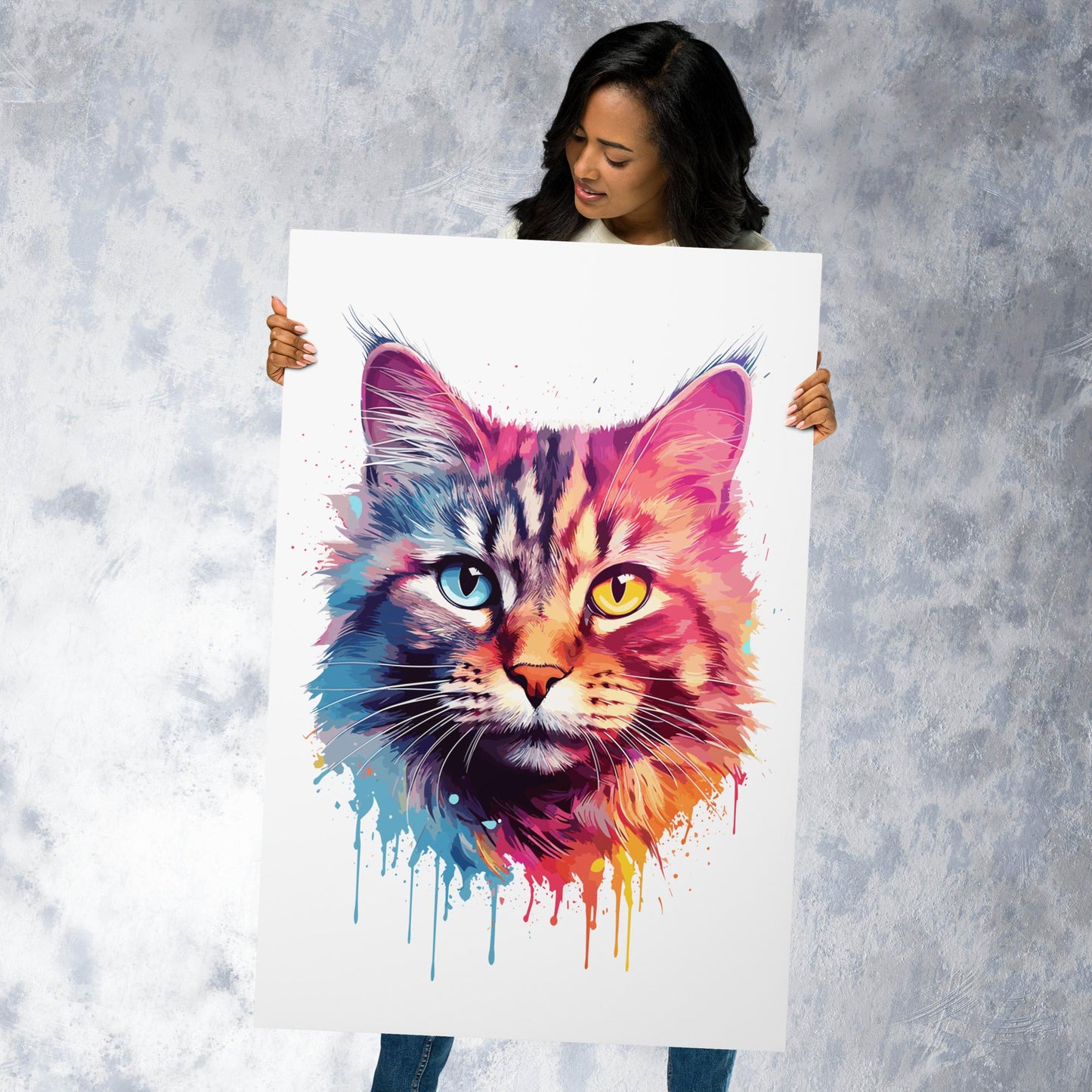 Rainbow Paint Cat Metal Poster