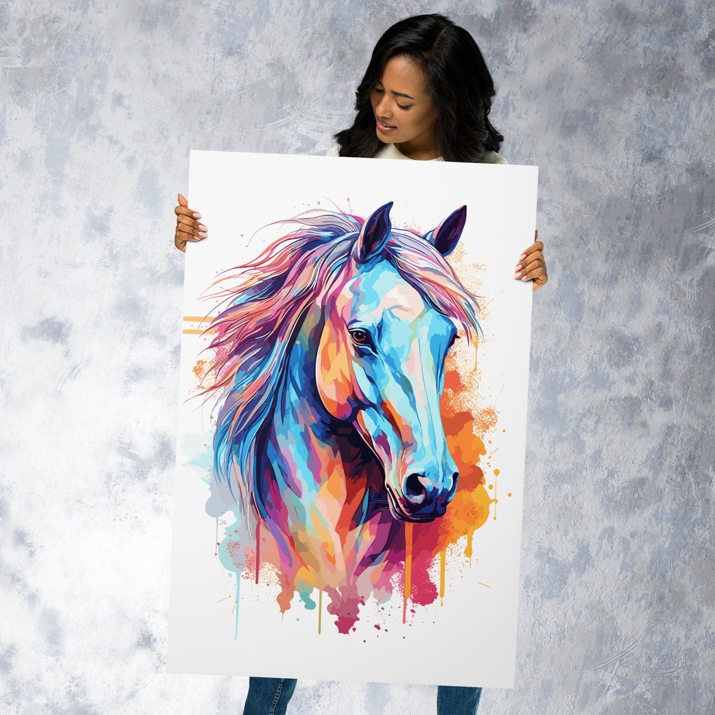 Rainbow Paint Horse Metal Poster