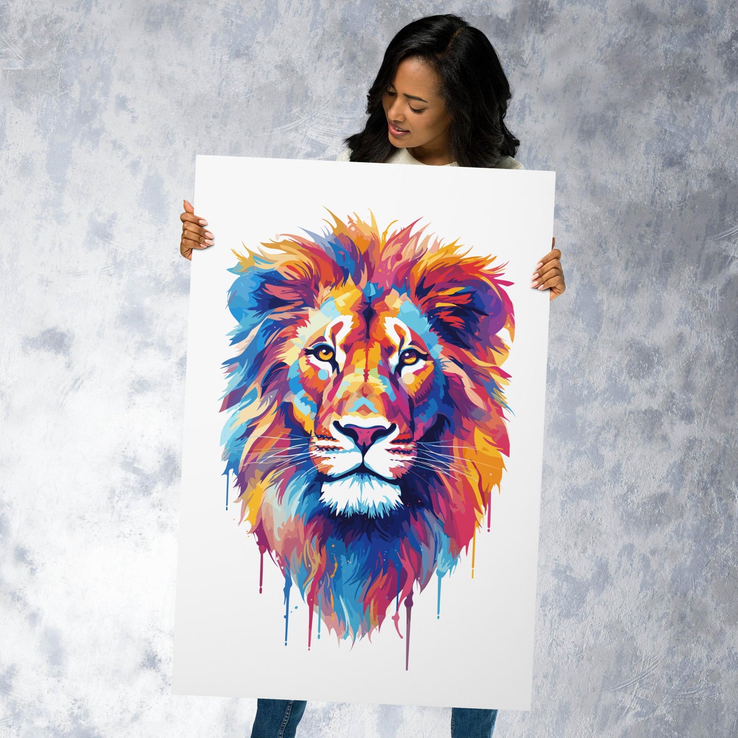 Rainbow Paint Lion Metal Poster