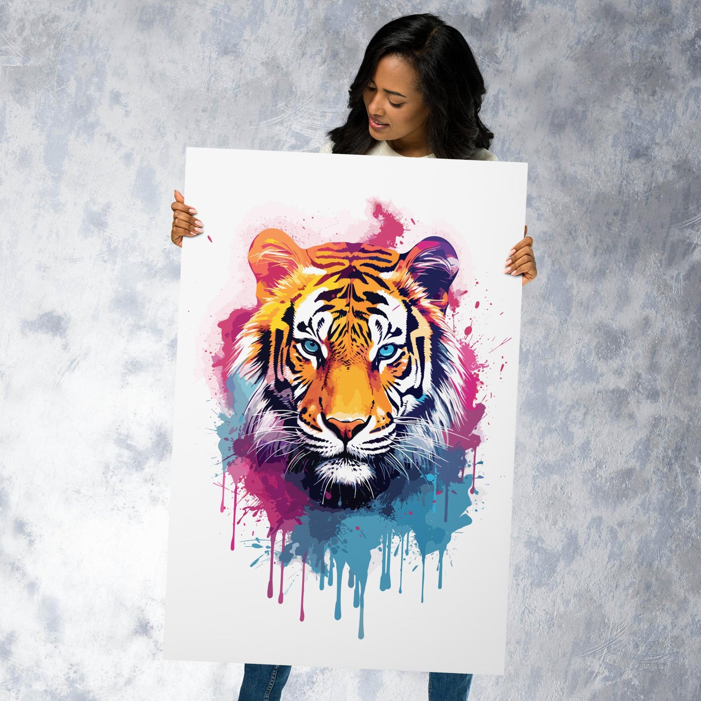 Rainbow Paint Tiger Metal Poster