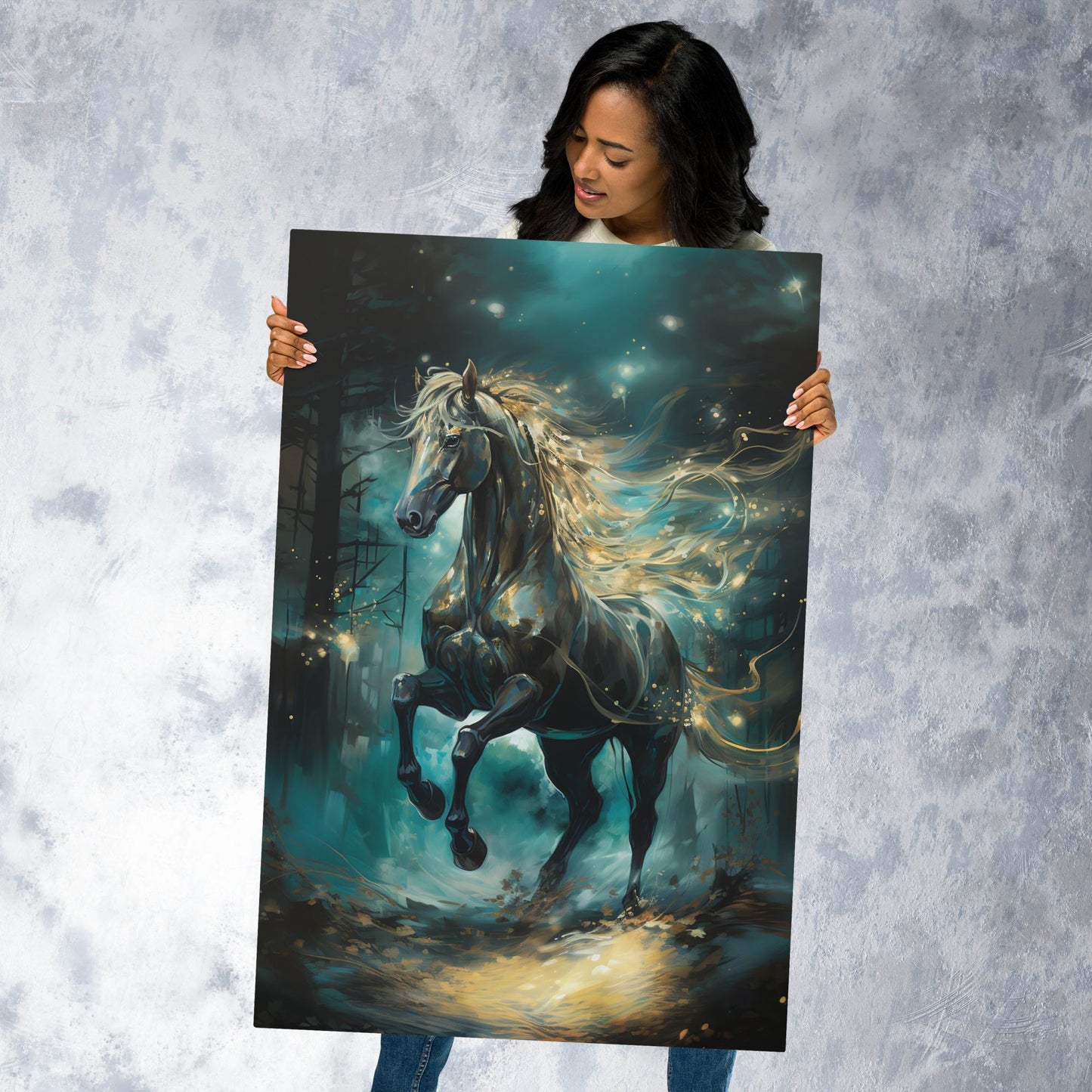 Dark Turquoise Horse Metal Poster