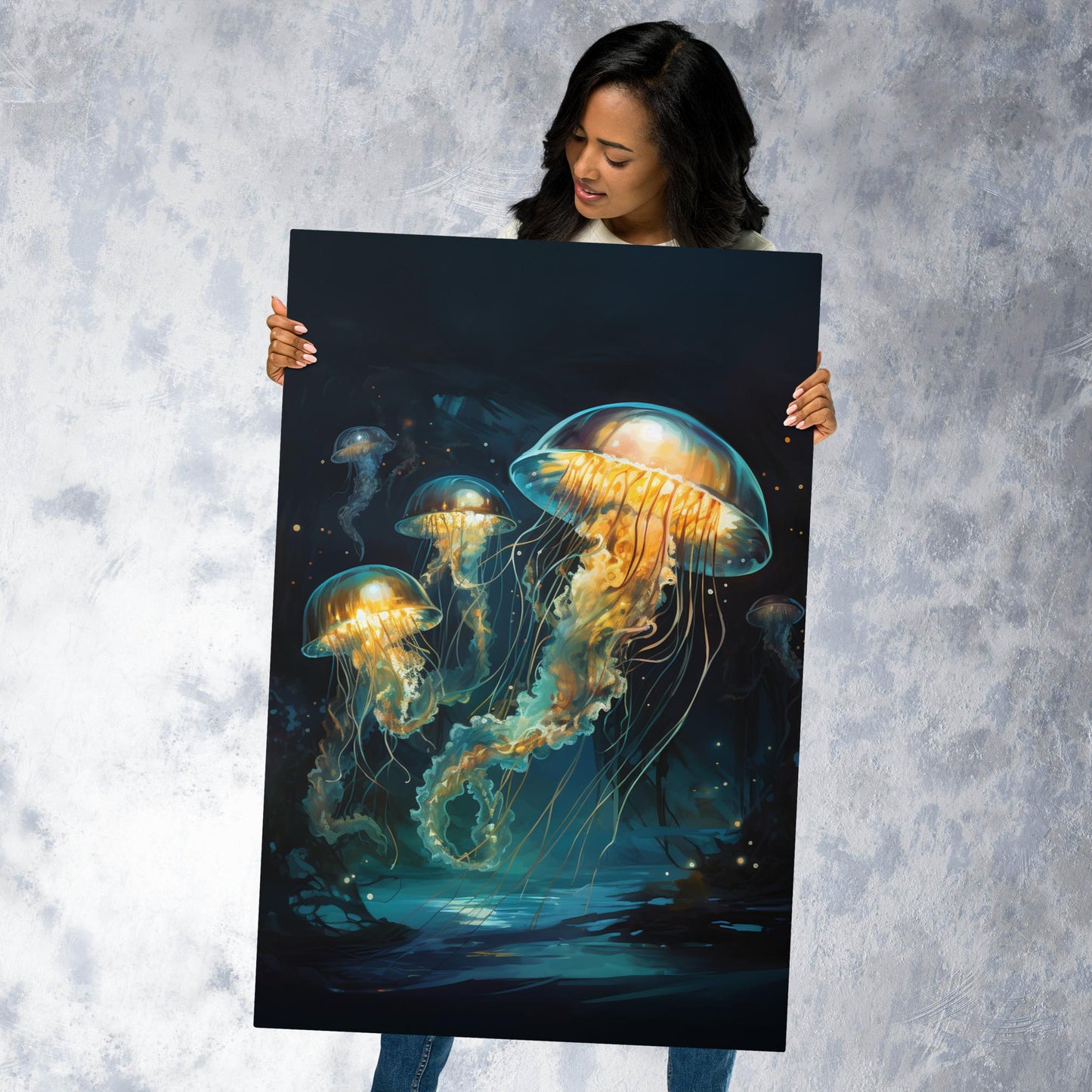 Dark Turquoise Jellyfish Metal Poster