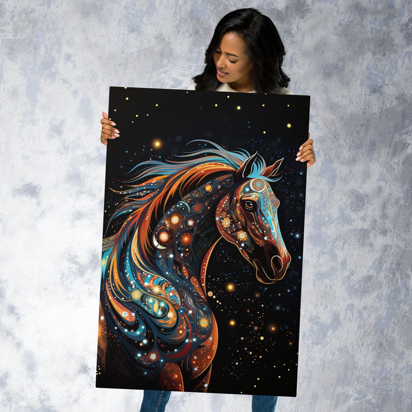 Dot Art Horse Metal Poster