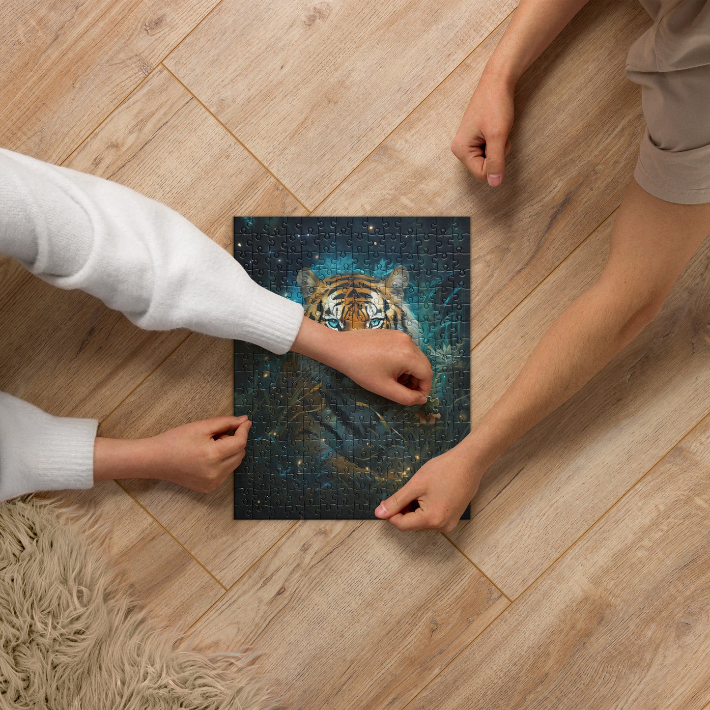 Dark Turquoise Tiger Jigsaw Puzzle