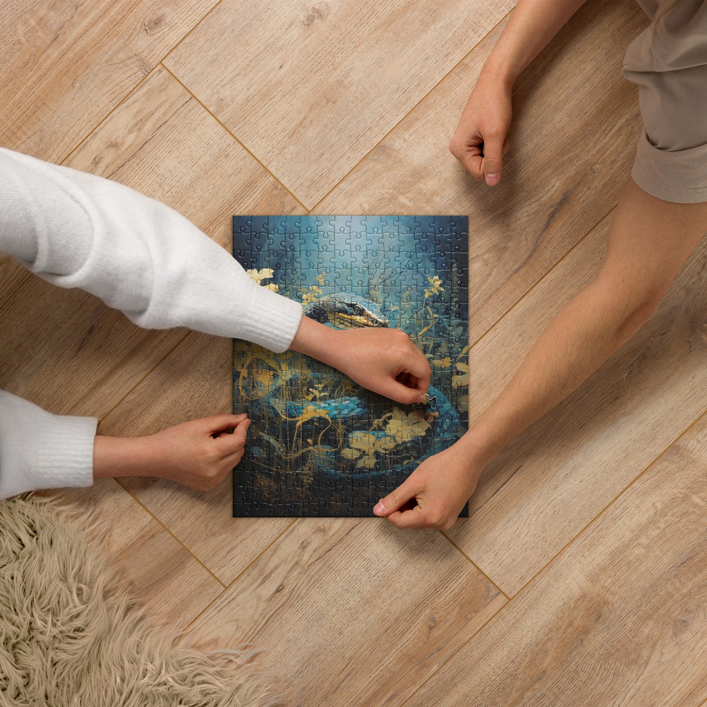 Dark Turquoise Snake Jigsaw Puzzle