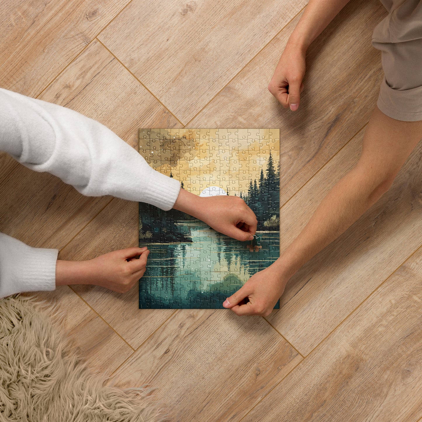 Forest Lake Sunset Jigsaw Puzzle