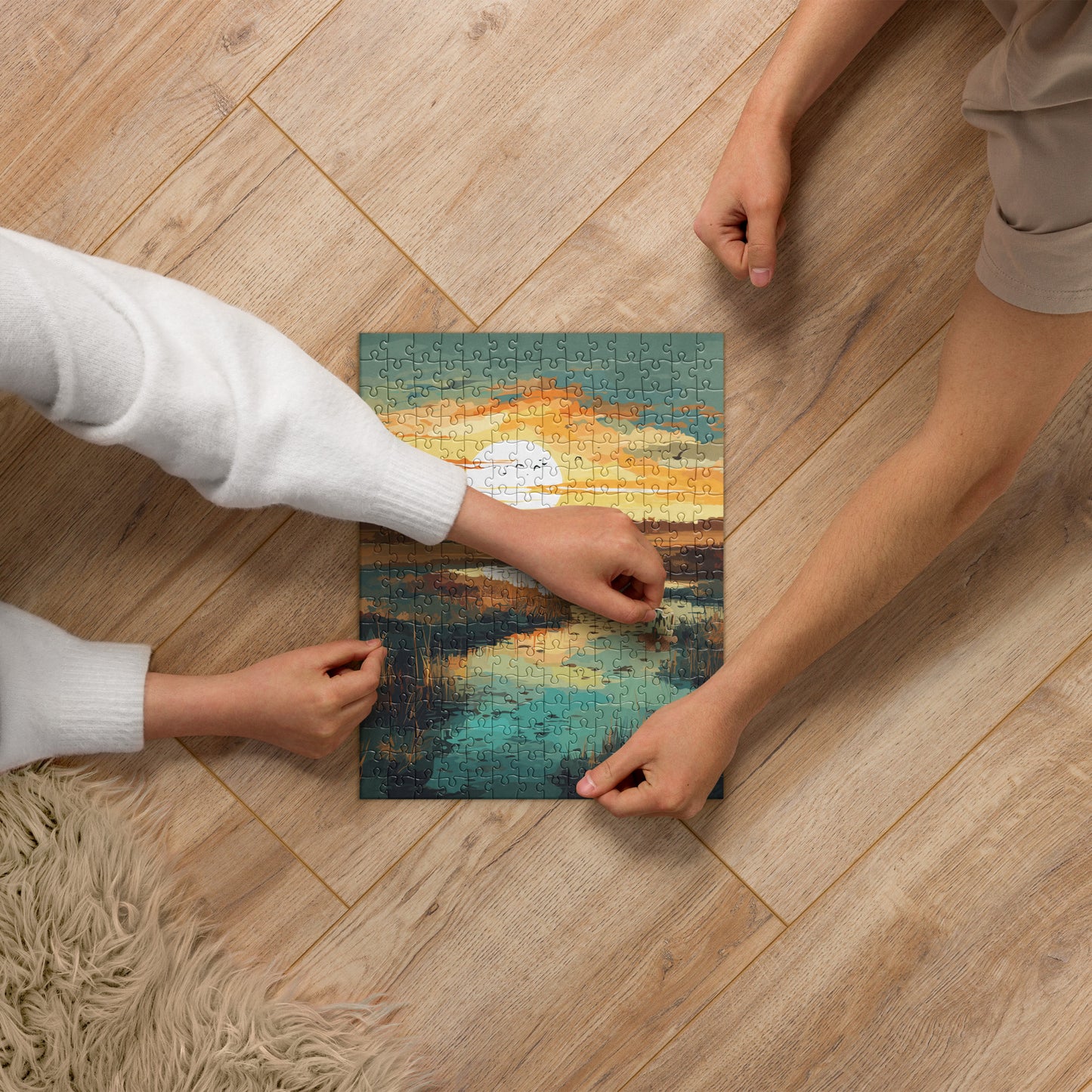 Marshland Sunset Jigsaw Puzzle