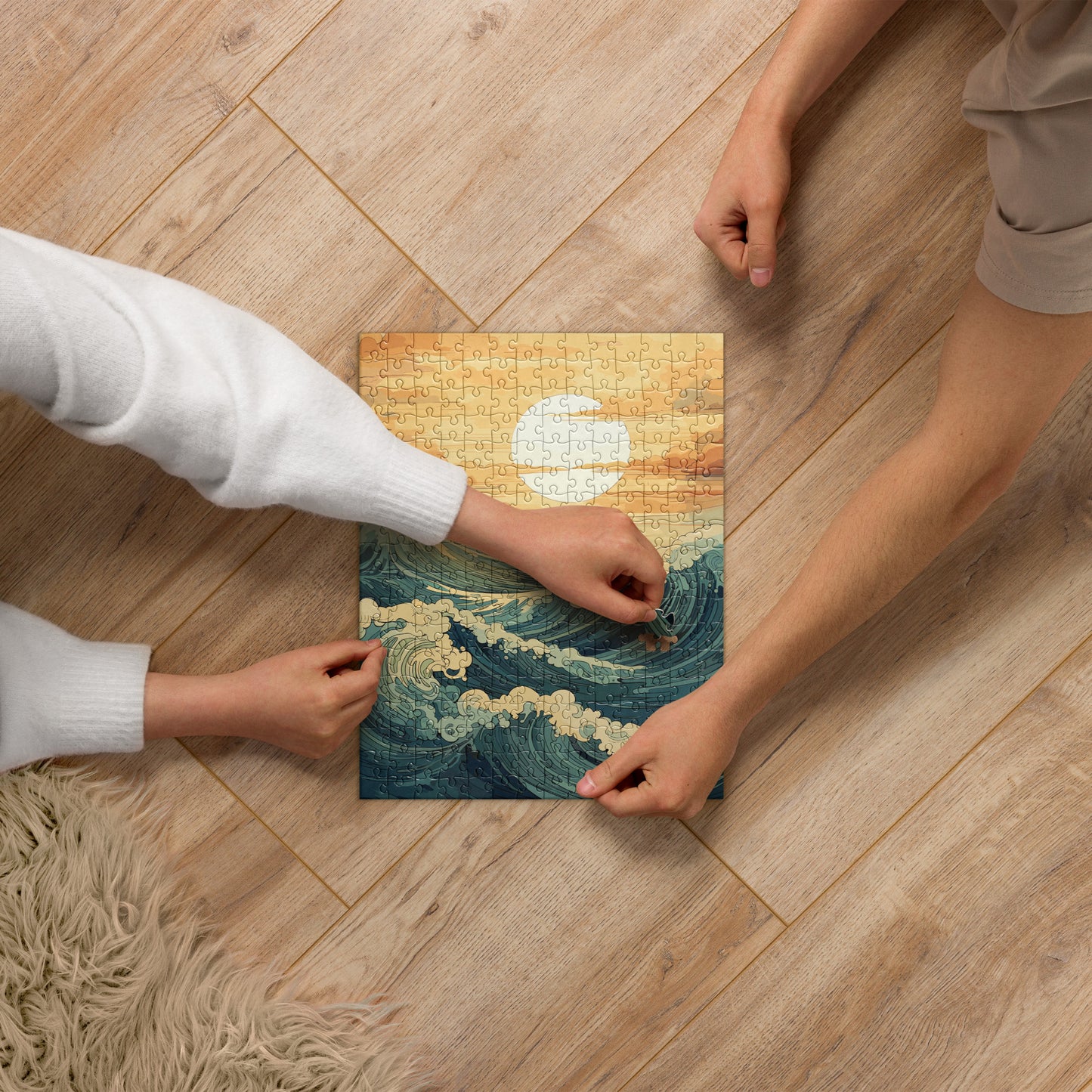 Wavy Sea Sunset Jigsaw Puzzle