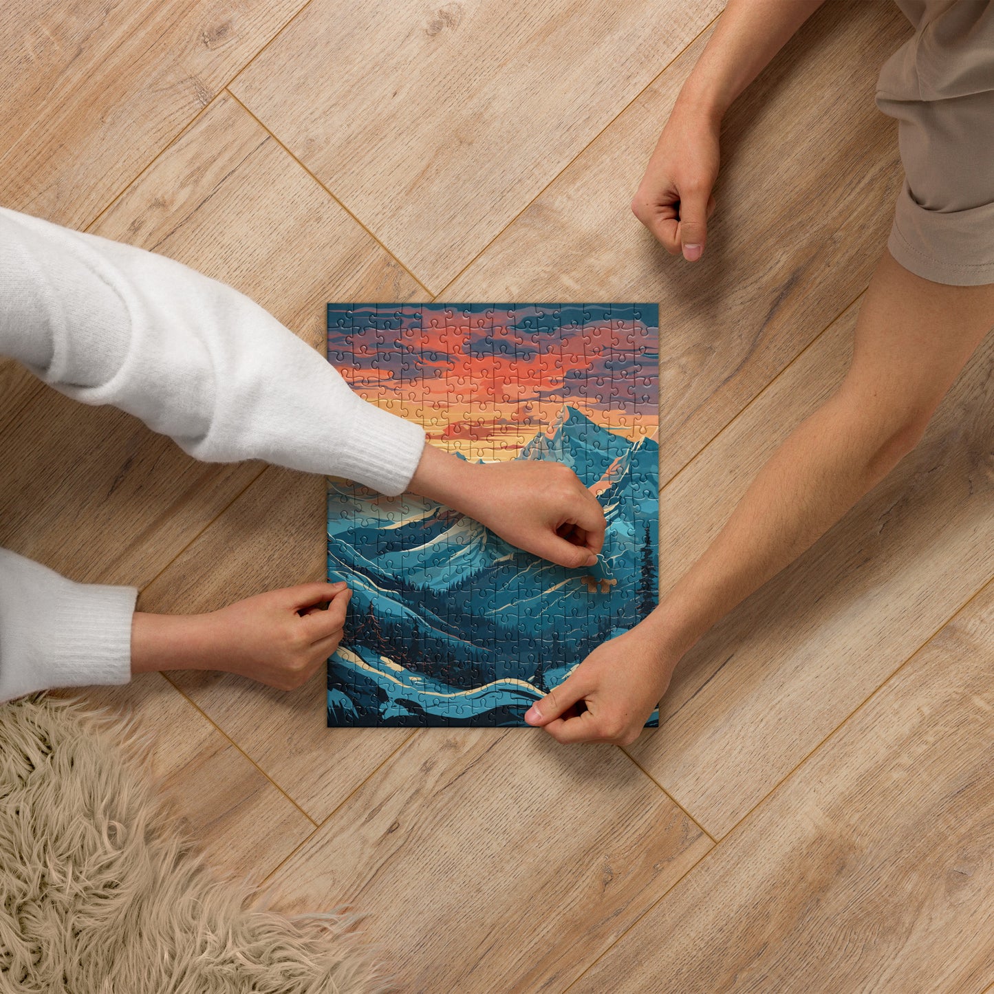 Snowy Mountain Sunset Jigsaw Puzzle