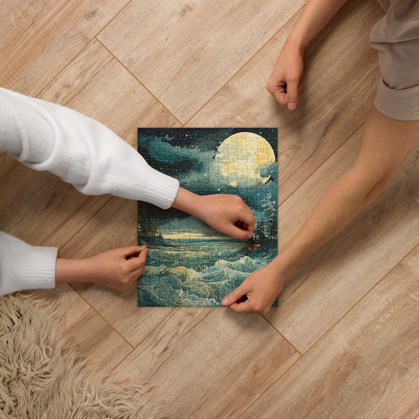 Nighttime Sea Moon Jigsaw Puzzle