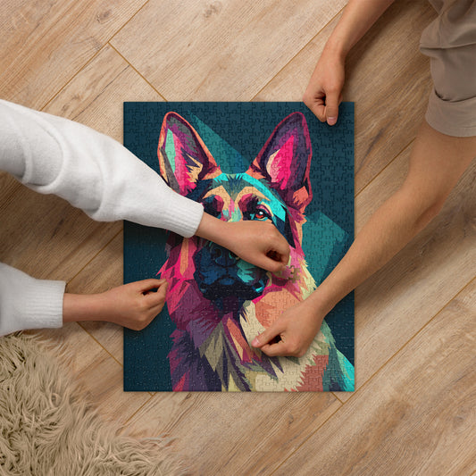 Green and Pink Dog Jigsaw Puzzle