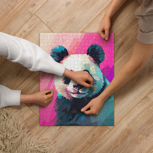 Green and Pink Panda Jigsaw Puzzle