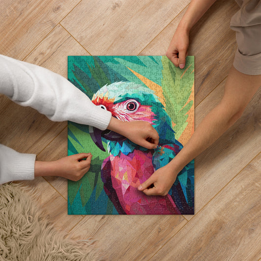 Green and Pink Parrot Jigsaw Puzzle