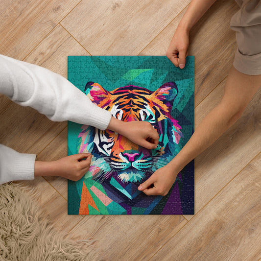 Green and Pink Tiger Jigsaw Puzzle