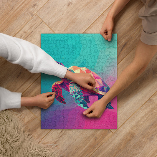 Green and Pink Turtle Jigsaw Puzzle