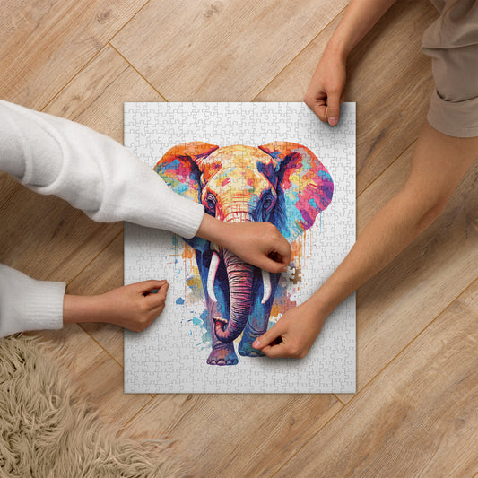 Rainbow Paint Elephant Jigsaw Puzzle