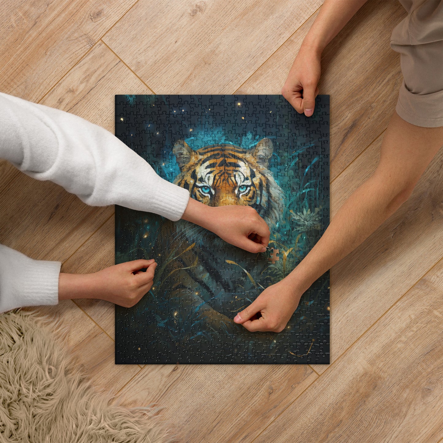 Dark Turquoise Tiger Jigsaw Puzzle