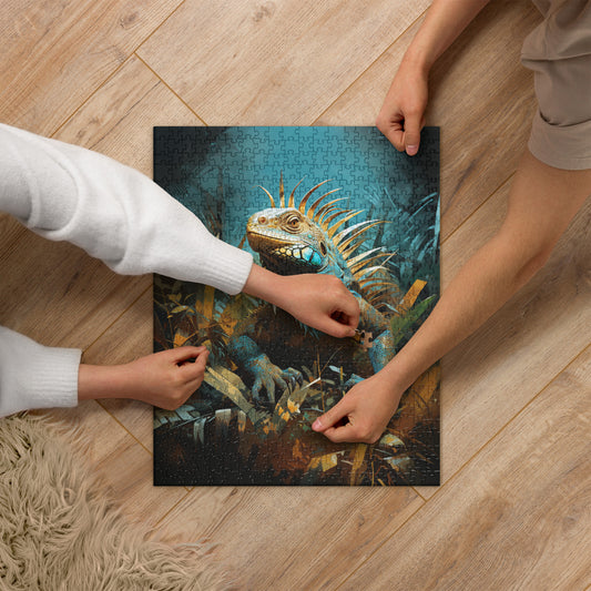 Dark Turquoise Iguana Jigsaw Puzzle