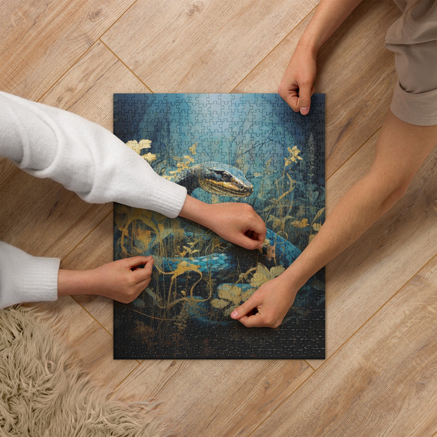 Dark Turquoise Snake Jigsaw Puzzle