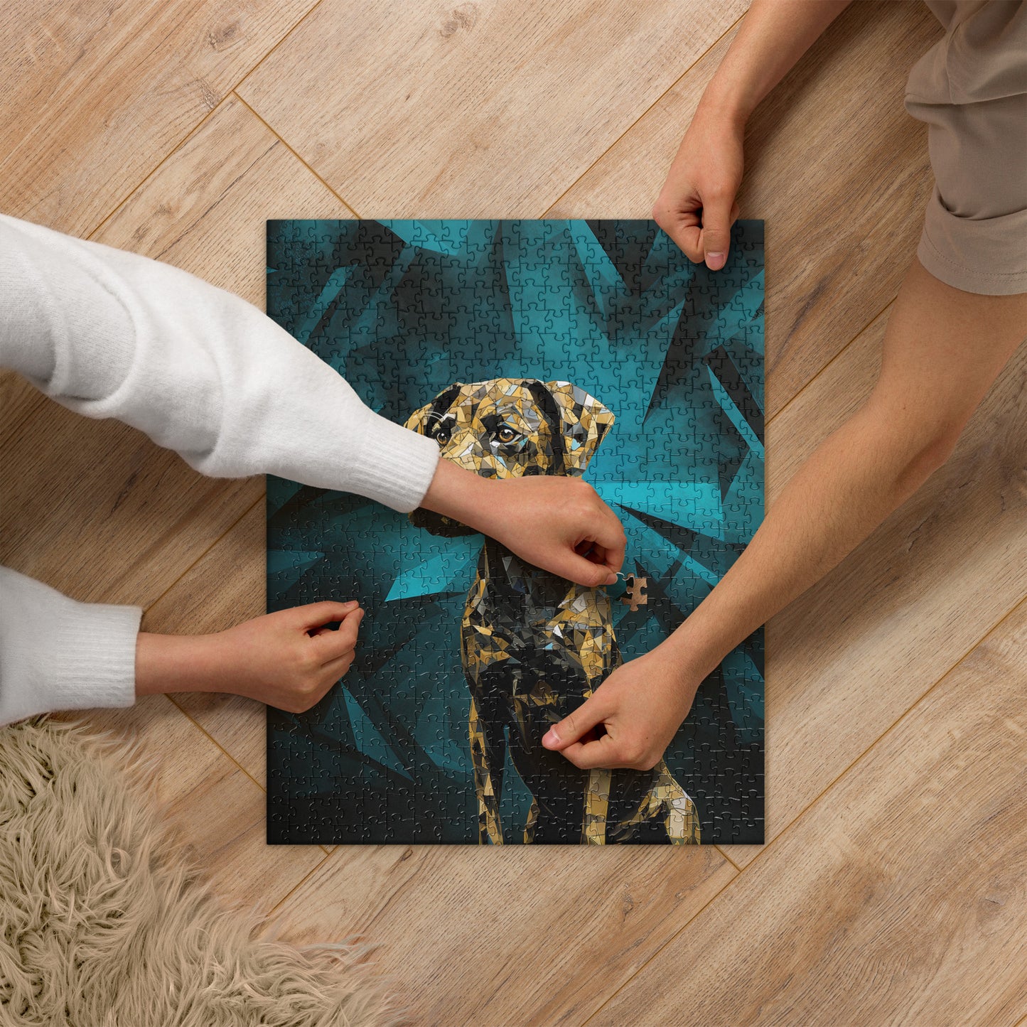 Blue Gold Dog Jigsaw Puzzle