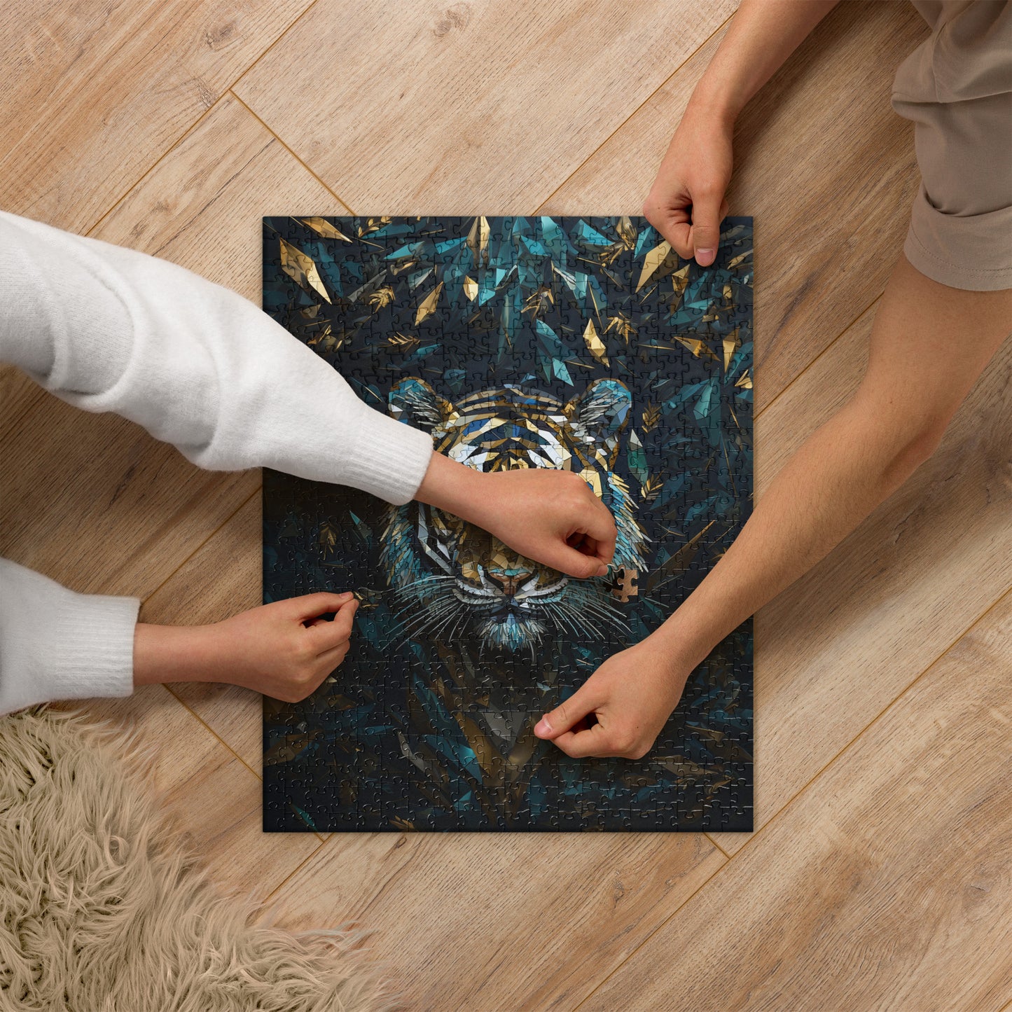 Blue Gold Tiger Jigsaw Puzzle