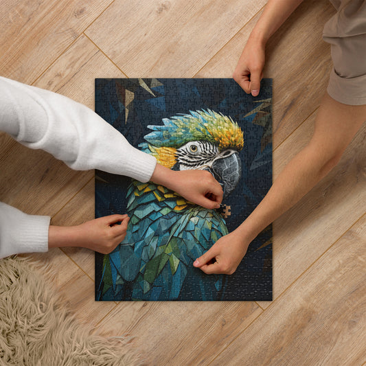 Blue Gold Parrot Jigsaw Puzzle