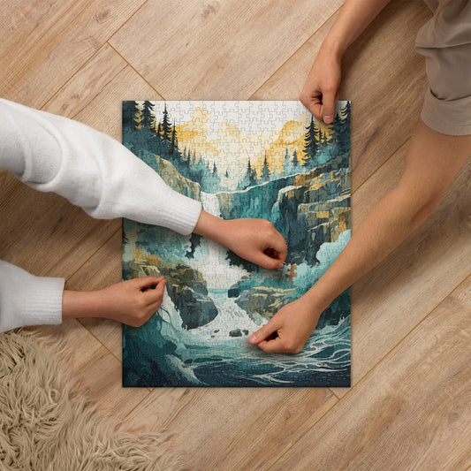 Roaring Forest Waterfall Jigsaw Puzzle