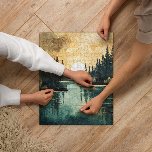 Forest Lake Sunset Jigsaw Puzzle