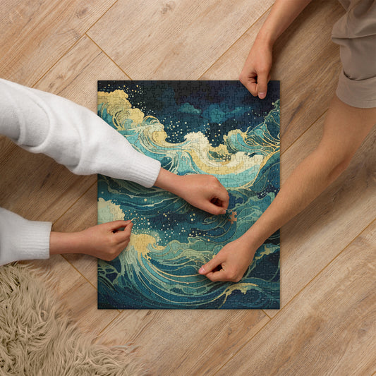 Nighttime Ocean Waves Jigsaw Puzzle