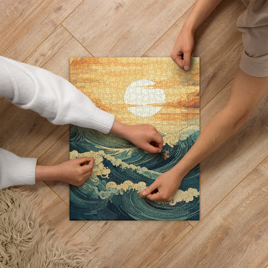 Wavy Sea Sunset Jigsaw Puzzle