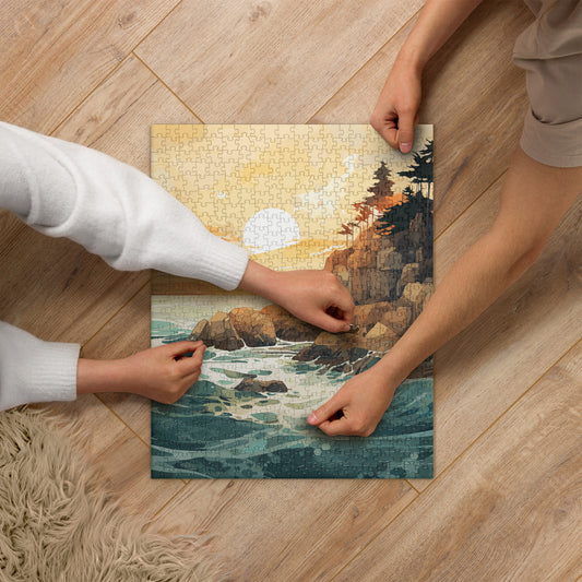 Ocean Rocks Sunset Jigsaw Puzzle