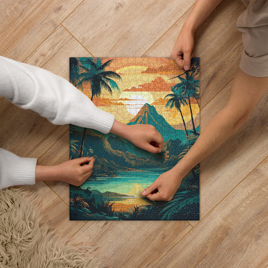 Rainforest Mountain Sunset Jigsaw Puzzle